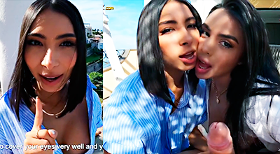 Daniela y su amiga destrozando la polla de su chico en un trío