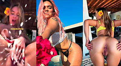 Karol G En 4 Mostrando Su Coño Rosado Sacándose La Orina