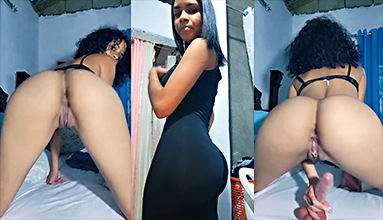 Angélica dominicana metiéndose un consolador nuevo hasta correrse